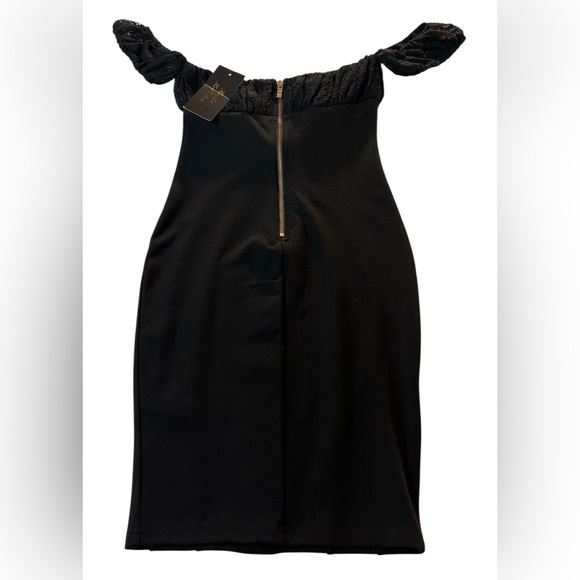 Kaylee Kollection Take Me Out Black Lace Sleeve Dress, Form Fitting Size Small. - Picture 10 of 12